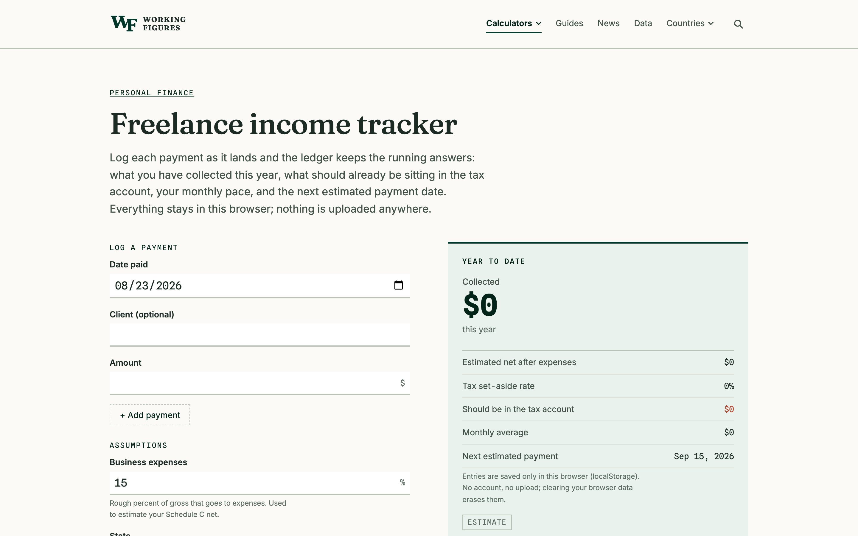 Freelance income tracker dashboard